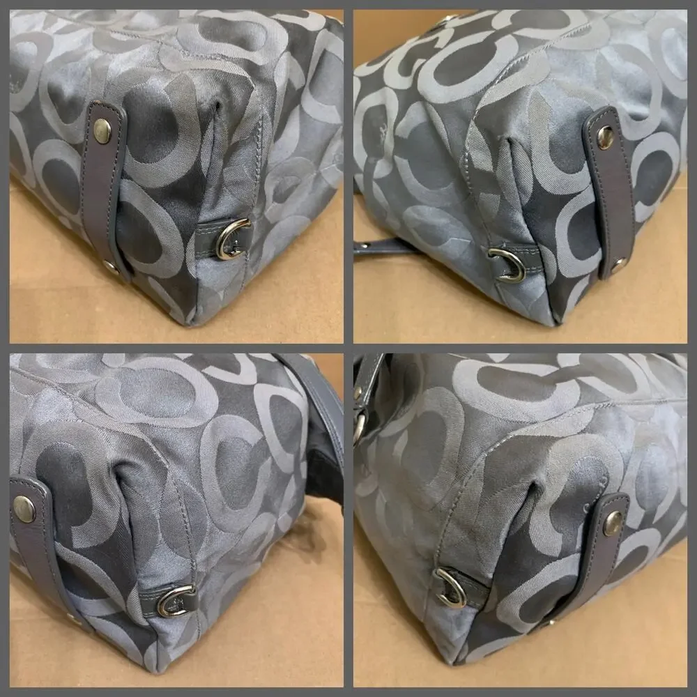 COACH MADISON Large Gray OP ART Logo Vintage SABRINA Satchel/Shoulder Bag #12943